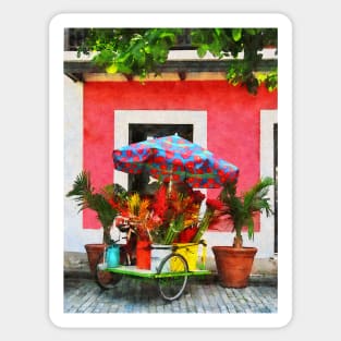 San Juan, Puerto Rico - Flower Cart Sticker